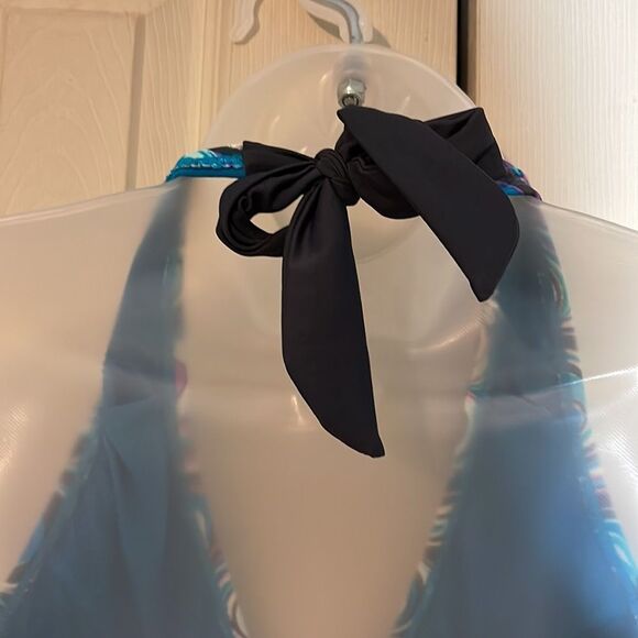 Free Country Womens Tankini Swim Top Halter Tie Multicolor Swirl Pattern Medium - Picture 12 of 16